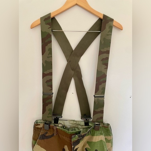 Camo Trousers Cargo Pocket Pants with Suspenders | Size Medium Regular - Picture 2 of 12